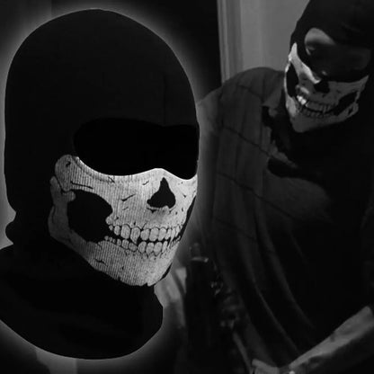 Motorcycle Balaclava Hood with Ghost Skull Design - Full Face Cover for Summer, Halloween, and Biking Activities