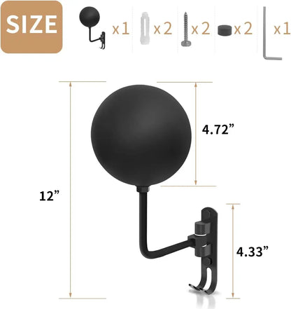 Motorcycle Helmet Wall Mount Rack with 180° Rotation and Dual Hooks for Coats, Caps, and Accessories