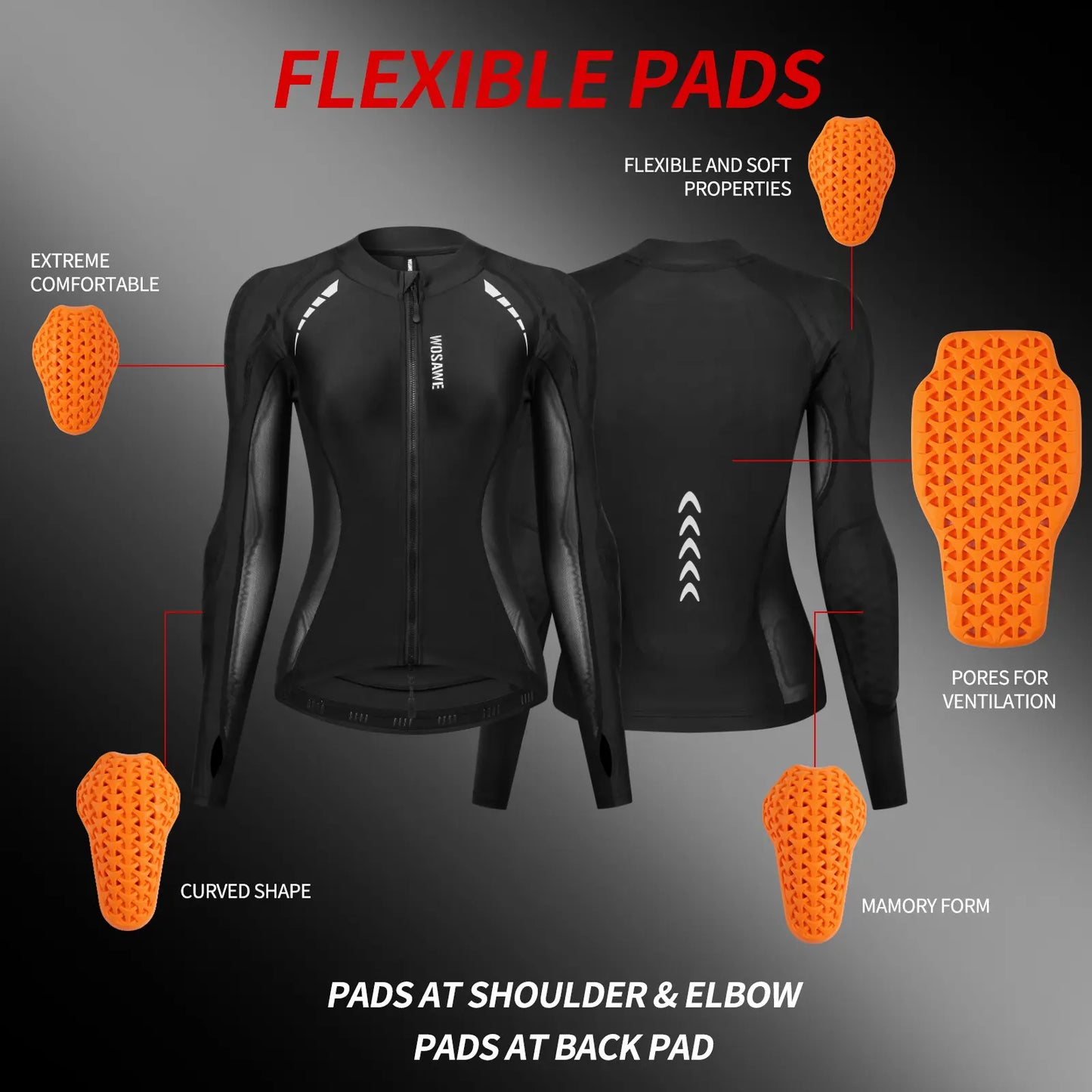 WOSAWE Women'S Mesh Fabric Riding Jacket - Sporty Padded Outerwear with Back Pads, Reflective Tape, UV Protection, Cool Underarms for Summer Bike, Outdoor Sports Protective Gear