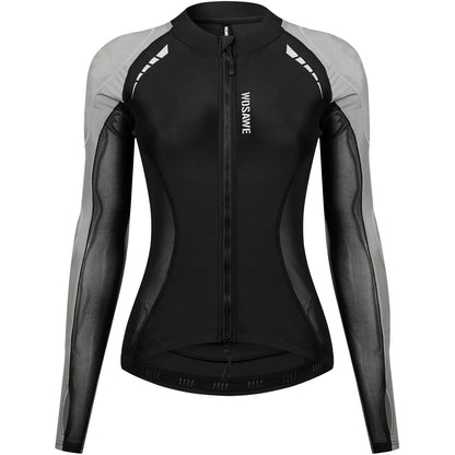WOSAWE Women'S Mesh Fabric Riding Jacket - Sporty Padded Outerwear with Back Pads, Reflective Tape, UV Protection, Cool Underarms for Summer Bike, Outdoor Sports Protective Gear