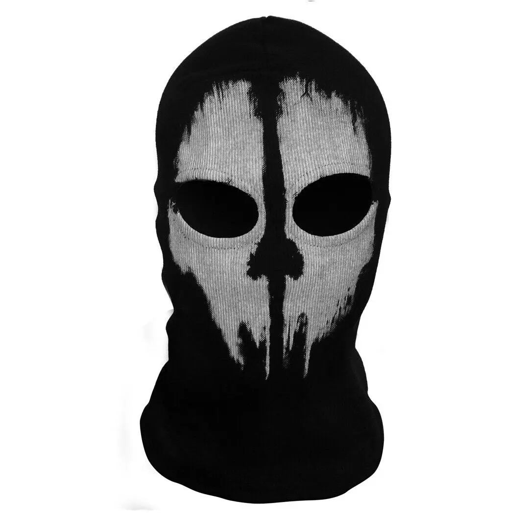 Motorcycle Balaclava Hood with Ghost Skull Design - Full Face Cover for Summer, Halloween, and Biking Activities