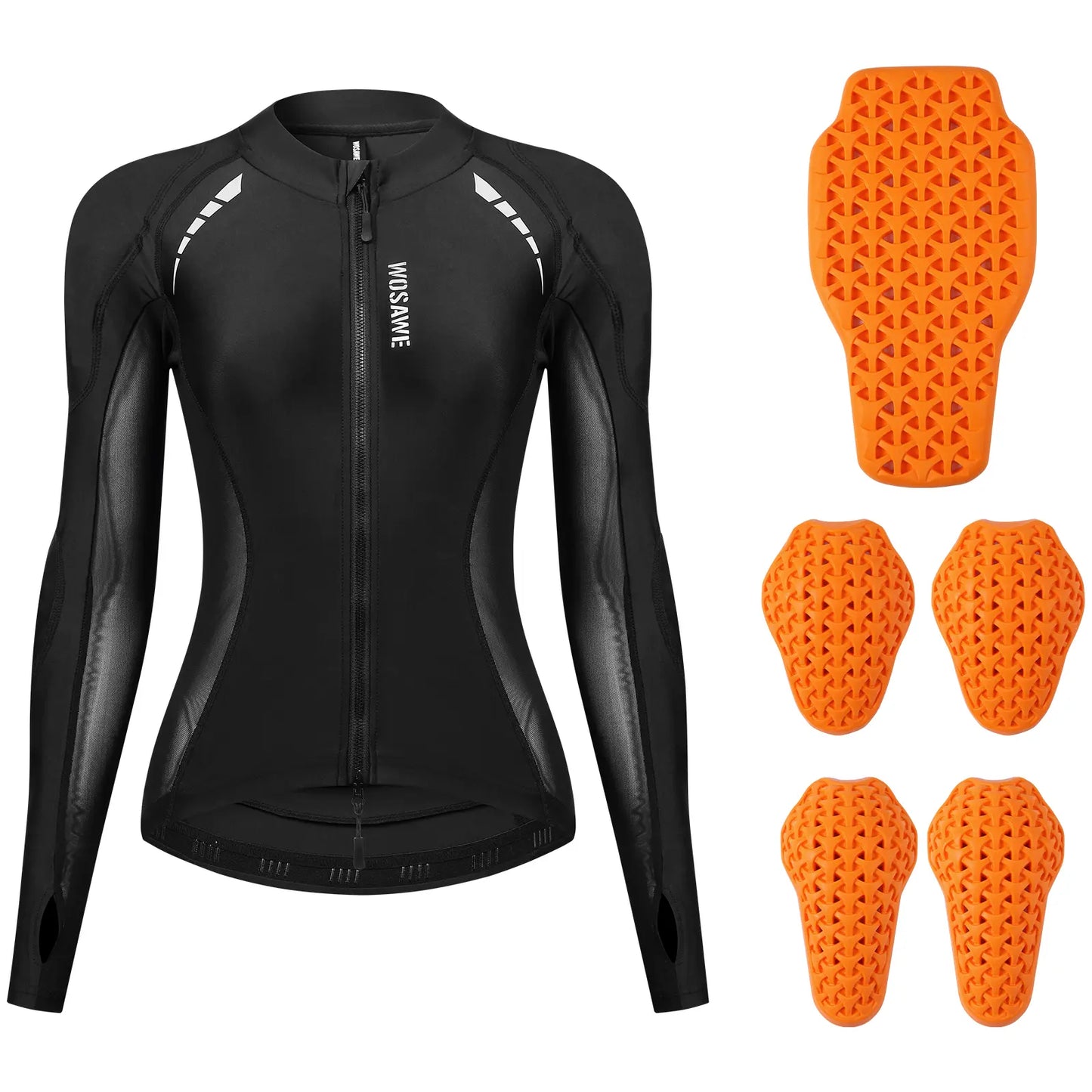 WOSAWE Women'S Mesh Fabric Riding Jacket - Sporty Padded Outerwear with Back Pads, Reflective Tape, UV Protection, Cool Underarms for Summer Bike, Outdoor Sports Protective Gear
