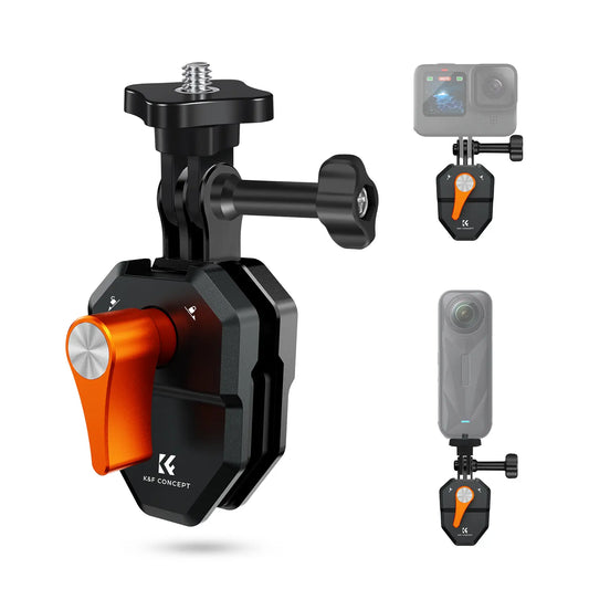 K&F Concept Motorcycle Windshield Clip Mount for GoPro Hero Series and DJI Osmo Action, Aluminum Alloy Camera Clamp with 1/4" Adapter, Action Camera Accessories