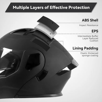 Adult Modular Motorcycle Helmets, DOT Approved Flip up Dual Visor Full Face Helmet for Men Women Moto ATV UTV Snowmobile ADV Four Wheeler Street Bike with Gloves & Mask
