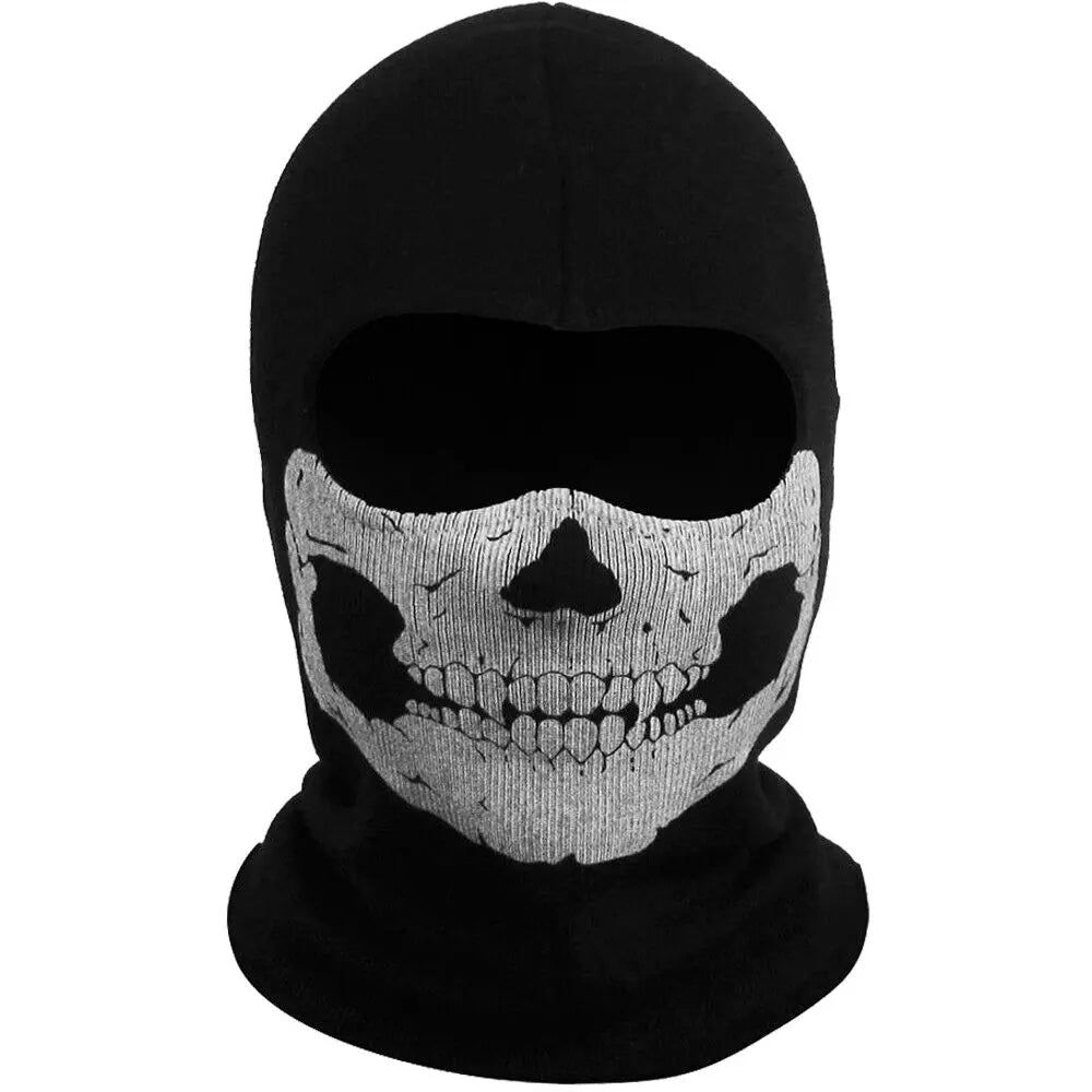 Motorcycle Balaclava Hood with Ghost Skull Design - Full Face Cover for Summer, Halloween, and Biking Activities