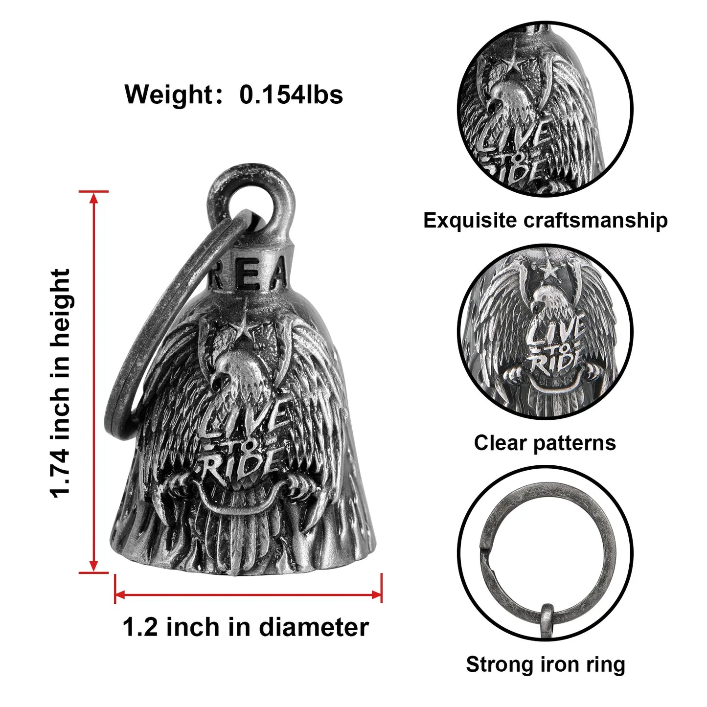 Dream Apparel I Love You Bell, Christmas/Halloween Bell, Gremlin/Guardian Motorcycle Bell/Motorcycle Key Chain for Women Men W/Hanger Bikers, Bell for Riders, Good Luck Riding Bell Spiritbell Moto Accessories