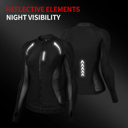 WOSAWE Women'S Mesh Fabric Riding Jacket - Sporty Padded Outerwear with Back Pads, Reflective Tape, UV Protection, Cool Underarms for Summer Bike, Outdoor Sports Protective Gear