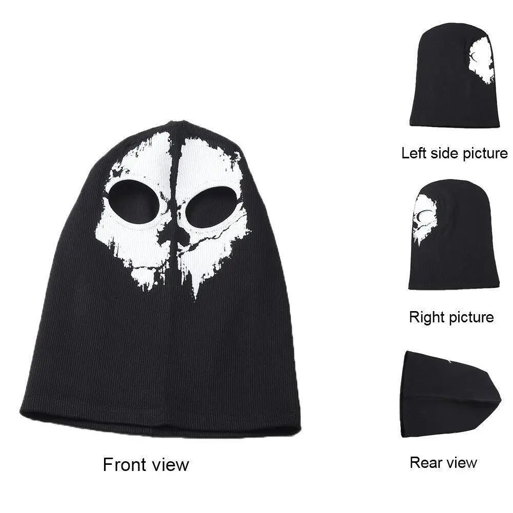 Motorcycle Balaclava Hood with Ghost Skull Design - Full Face Cover for Summer, Halloween, and Biking Activities