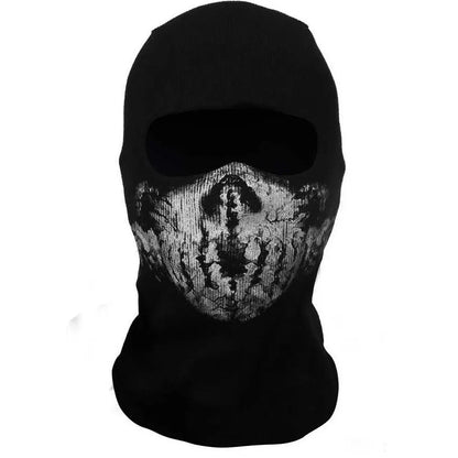 Motorcycle Balaclava Hood with Ghost Skull Design - Full Face Cover for Summer, Halloween, and Biking Activities