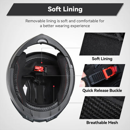 Adult Modular Motorcycle Helmets, DOT Approved Flip up Dual Visor Full Face Helmet for Men Women Moto ATV UTV Snowmobile ADV Four Wheeler Street Bike with Gloves & Mask