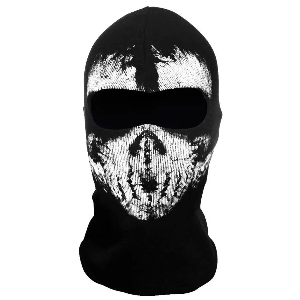 Motorcycle Balaclava Hood with Ghost Skull Design - Full Face Cover for Summer, Halloween, and Biking Activities
