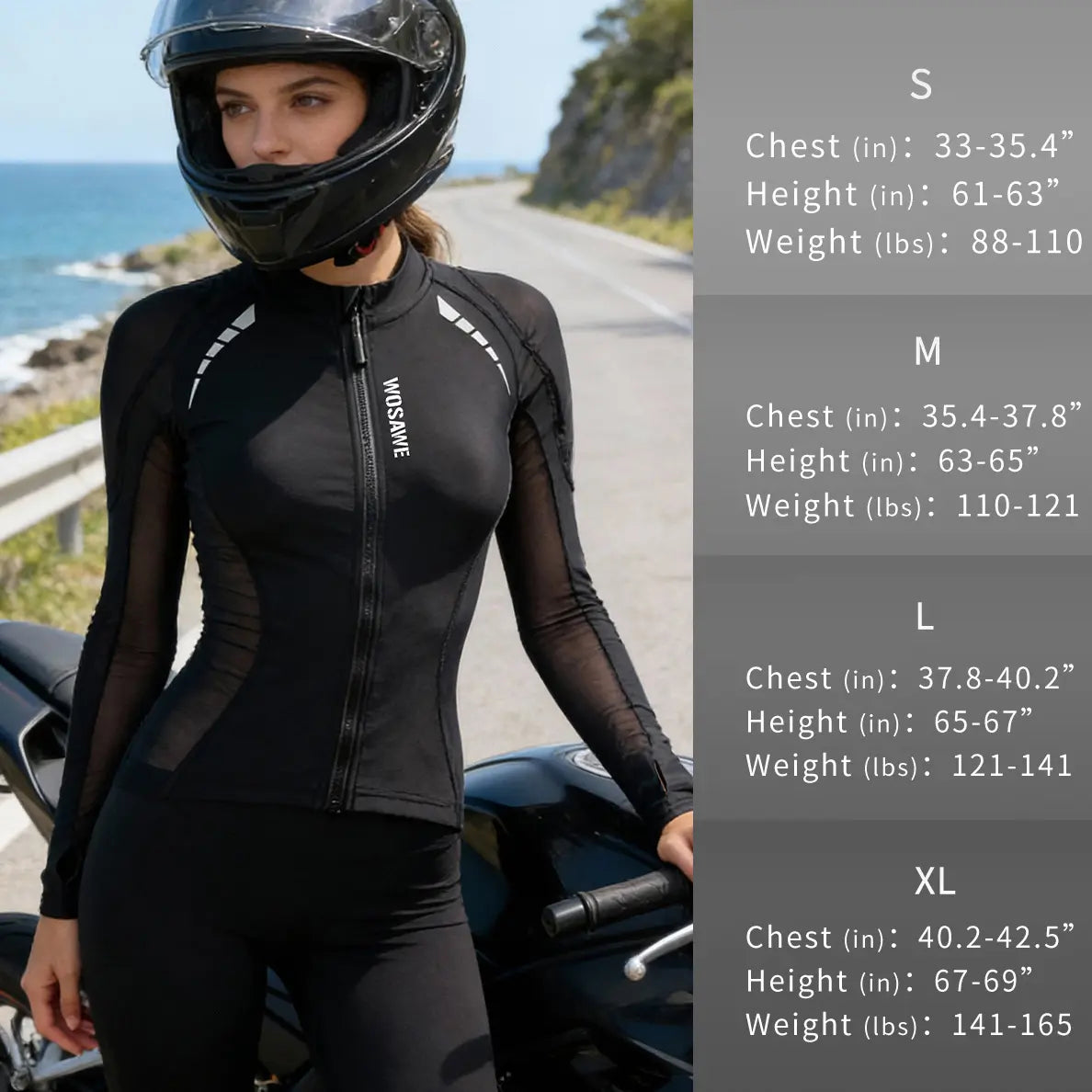WOSAWE Women'S Mesh Fabric Riding Jacket - Sporty Padded Outerwear with Back Pads, Reflective Tape, UV Protection, Cool Underarms for Summer Bike, Outdoor Sports Protective Gear