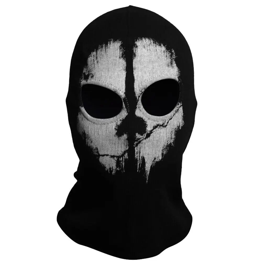 Motorcycle Balaclava Hood with Ghost Skull Design - Full Face Cover for Summer, Halloween, and Biking Activities
