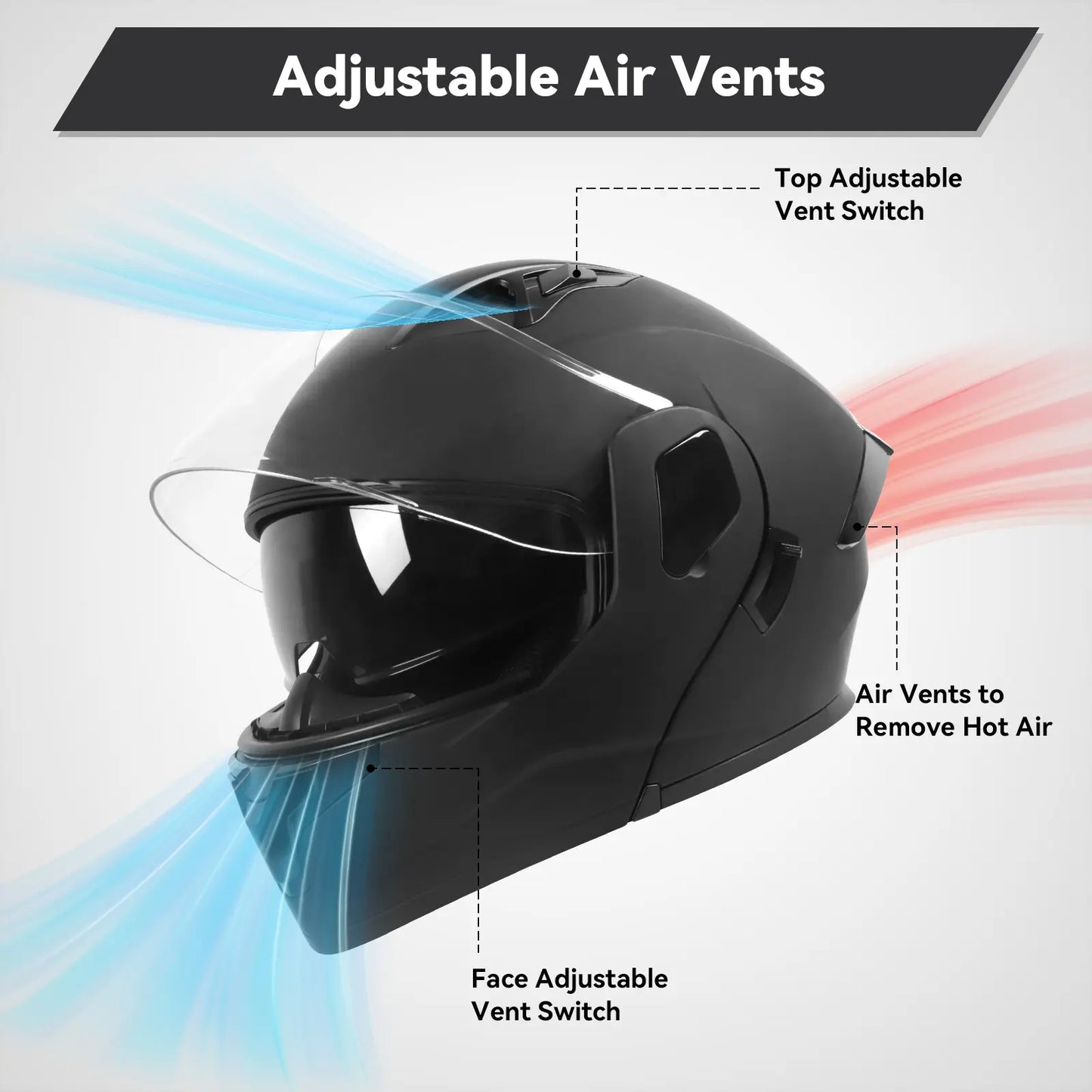 Adult Modular Motorcycle Helmets, DOT Approved Flip up Dual Visor Full Face Helmet for Men Women Moto ATV UTV Snowmobile ADV Four Wheeler Street Bike with Gloves & Mask