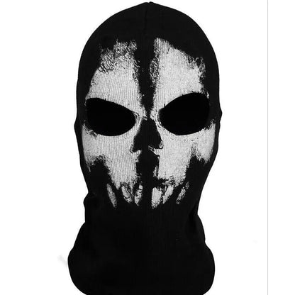 Motorcycle Balaclava Hood with Ghost Skull Design - Full Face Cover for Summer, Halloween, and Biking Activities