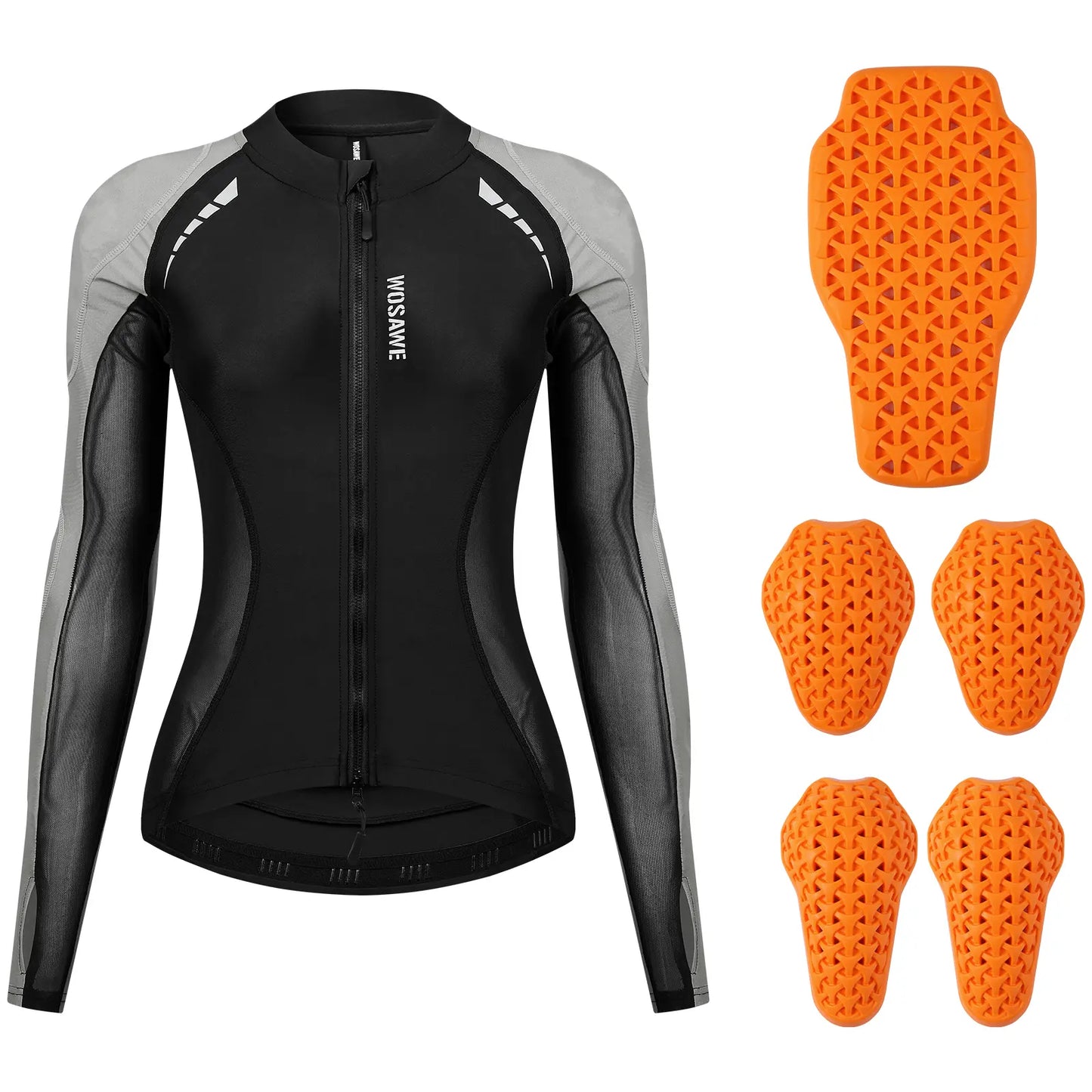 WOSAWE Women'S Mesh Fabric Riding Jacket - Sporty Padded Outerwear with Back Pads, Reflective Tape, UV Protection, Cool Underarms for Summer Bike, Outdoor Sports Protective Gear