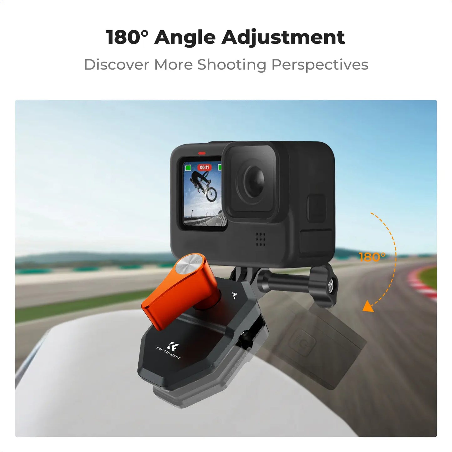 K&F Concept Motorcycle Windshield Clip Mount for GoPro Hero Series and DJI Osmo Action, Aluminum Alloy Camera Clamp with 1/4" Adapter, Action Camera Accessories