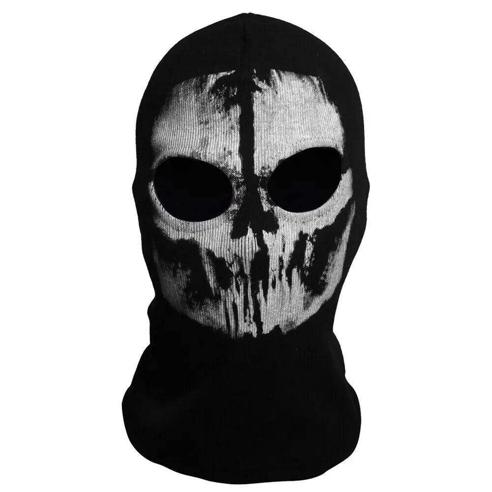 Motorcycle Balaclava Hood with Ghost Skull Design - Full Face Cover for Summer, Halloween, and Biking Activities