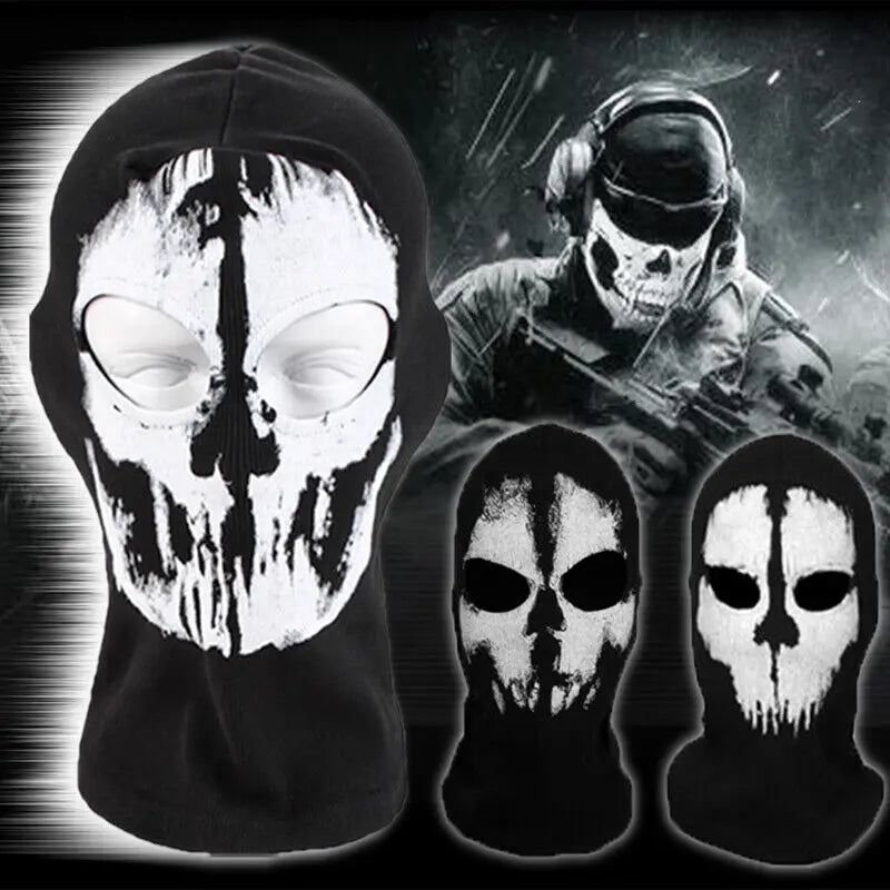 Motorcycle Balaclava Hood with Ghost Skull Design - Full Face Cover for Summer, Halloween, and Biking Activities