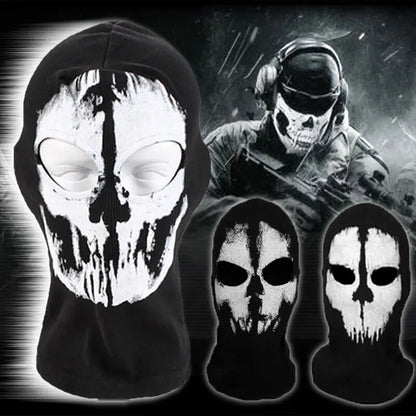 Motorcycle Balaclava Hood with Ghost Skull Design - Full Face Cover for Summer, Halloween, and Biking Activities