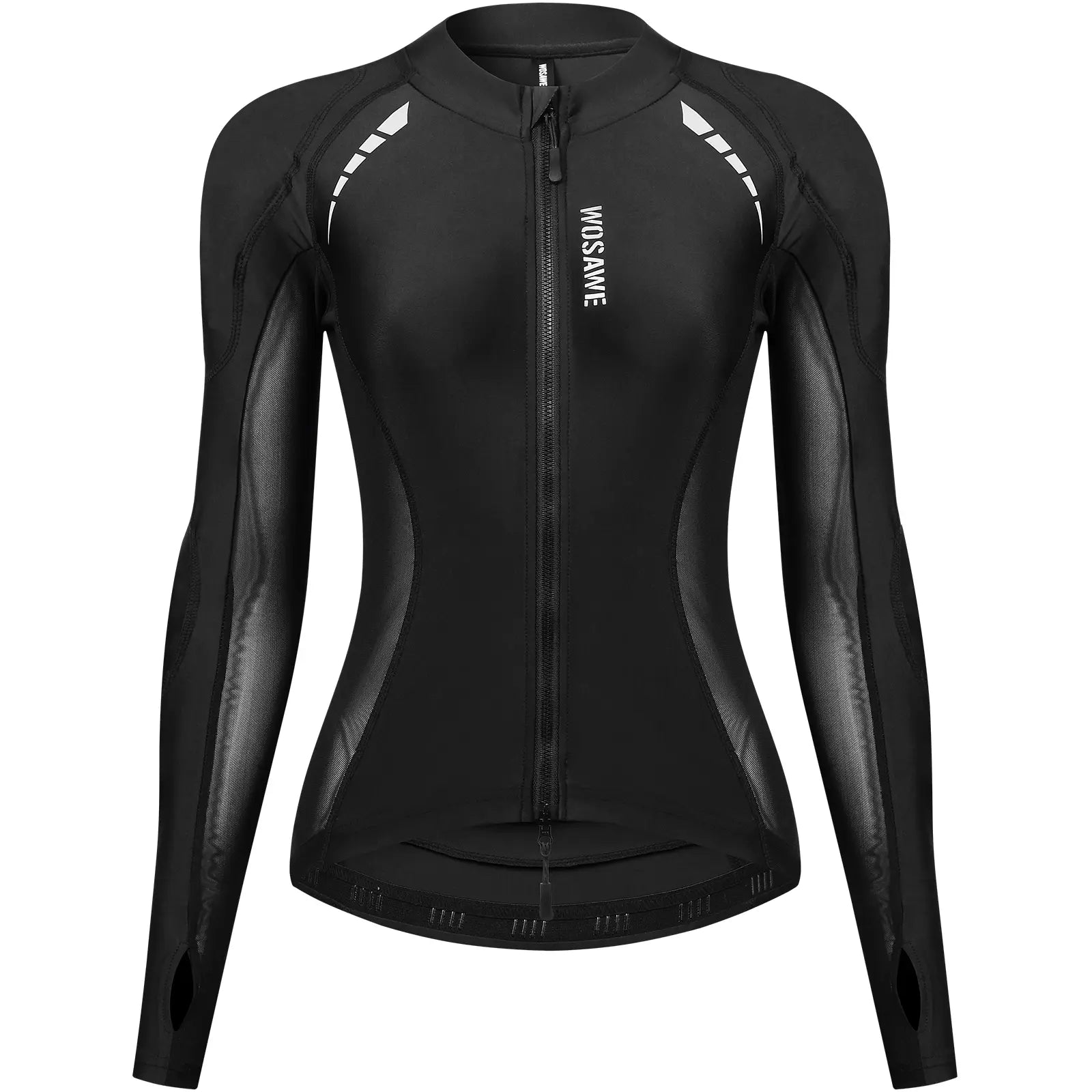 WOSAWE Women'S Mesh Fabric Riding Jacket - Sporty Padded Outerwear with Back Pads, Reflective Tape, UV Protection, Cool Underarms for Summer Bike, Outdoor Sports Protective Gear