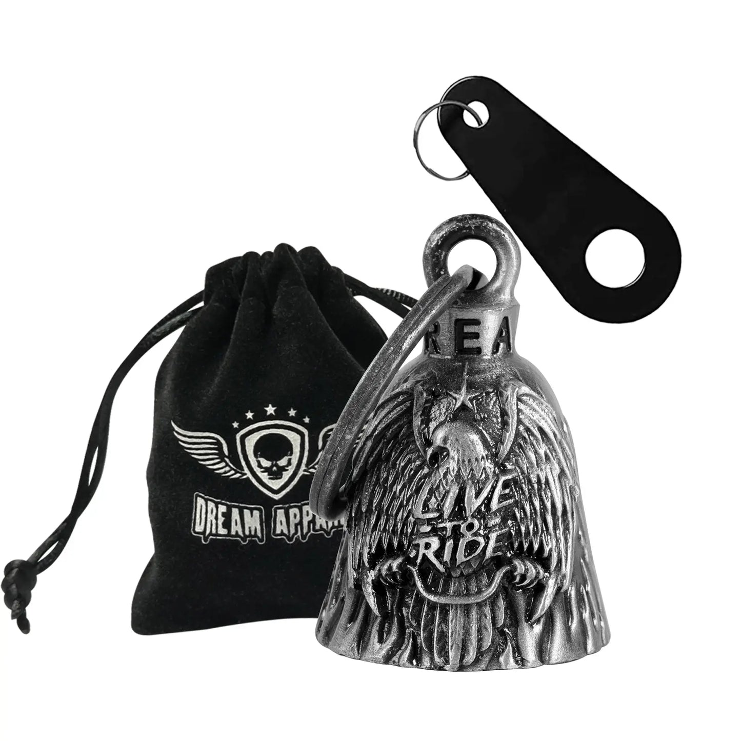 Dream Apparel I Love You Bell, Christmas/Halloween Bell, Gremlin/Guardian Motorcycle Bell/Motorcycle Key Chain for Women Men W/Hanger Bikers, Bell for Riders, Good Luck Riding Bell Spiritbell Moto Accessories